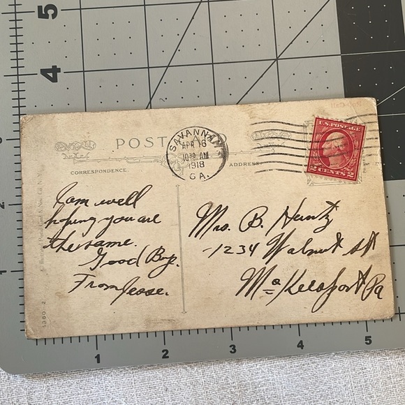 WWI (ca 1918) postcards (2) & 2 cent George Washington stamps (2) - Picture 4 of 11